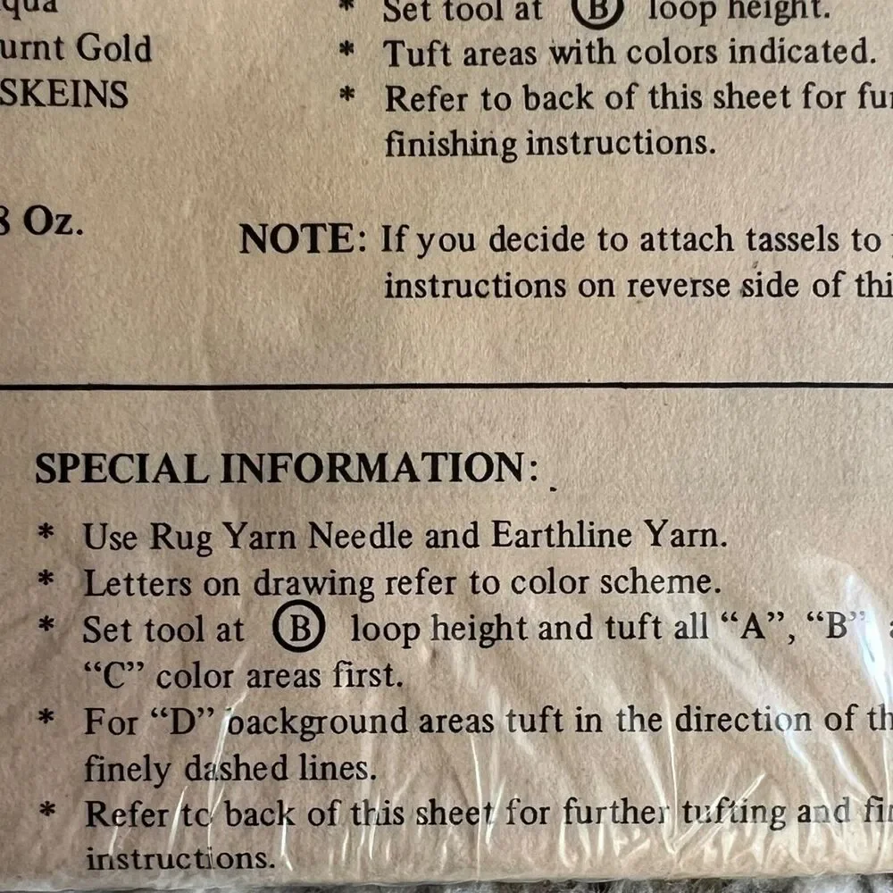 VTG Rug Crafters Yarn‎ Tufting Canvas Pattern Ethnic Southwest Latch Hook 15”